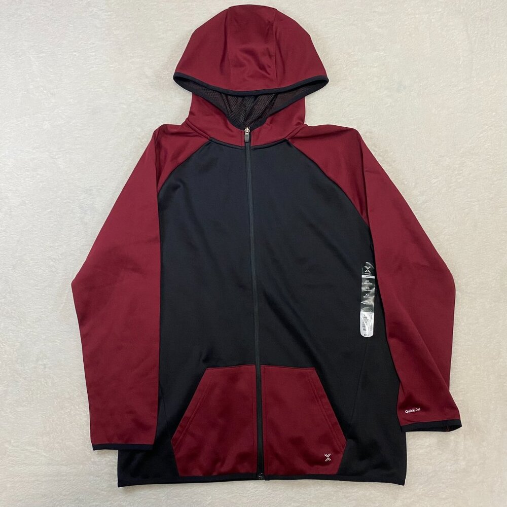 NWT Xersion Womens XL Black Laredo Red Mesh Lined Hoodie